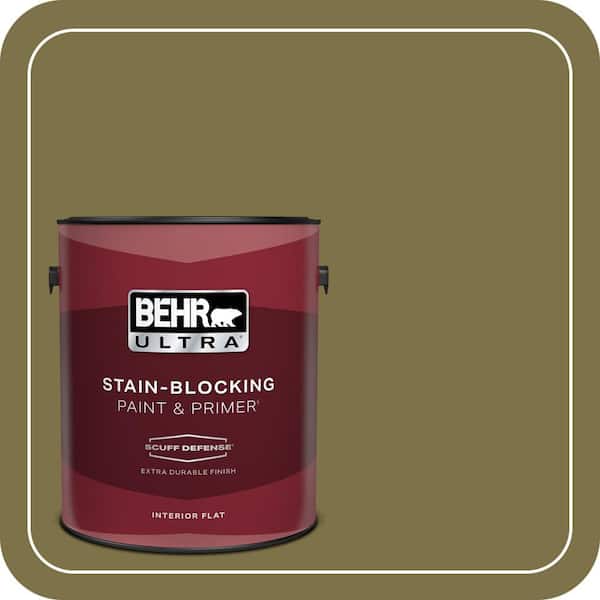 BEHR ULTRA 1 gal. #S330-7 Olive Shade Extra Durable Flat Interior Paint & Primer