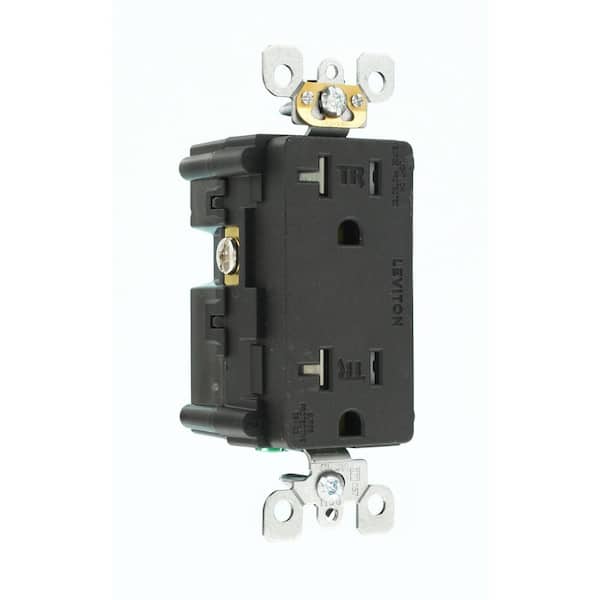 Leviton Decora Plus 20 Amp 125 V Surge Protective Tamper Resistant Duplex Outlet/Receptacle, Black (1-Pack) T5380-E