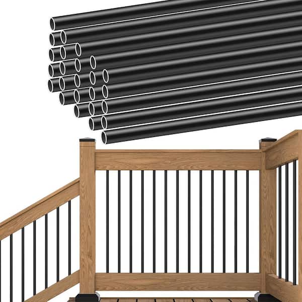 26 in. H x .75 in. W Black Aluminum Stair Railing Kit