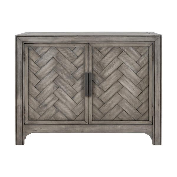 Aoibox 15 in.D x 40 in.W x 31.9 in.H Antique Gray Acacia Wood Accent Storage Cabinet with 2 Shelves for Living Room, Office