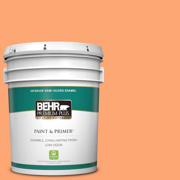 BEHR PREMIUM PLUS 5 gal. #240B-4 Marmalade Semi-Gloss Enamel Low Odor Interior Paint & Primer