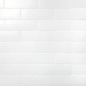 Barnet White 3 in. x 0.4 in. Matte Ceramic Wall Tile Sample (0.22 sq. ft.)