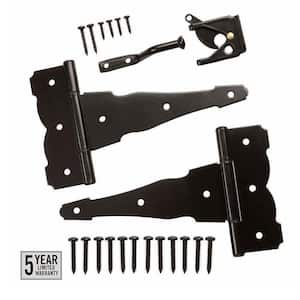 Black Stainless Steel Decorative Gate Hinge and Latch Set