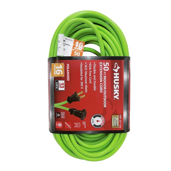 Husky 50 ft. 16/2 Indoor/Outdoor Extension Cord, Green HW16250HLG