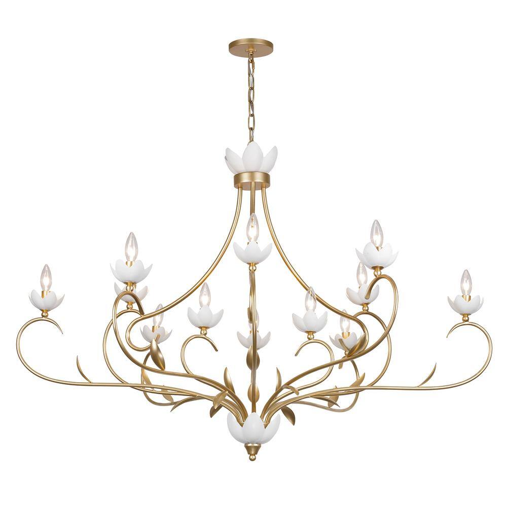 Muse 12-Light French Gold and White Cashmere Chandelier
