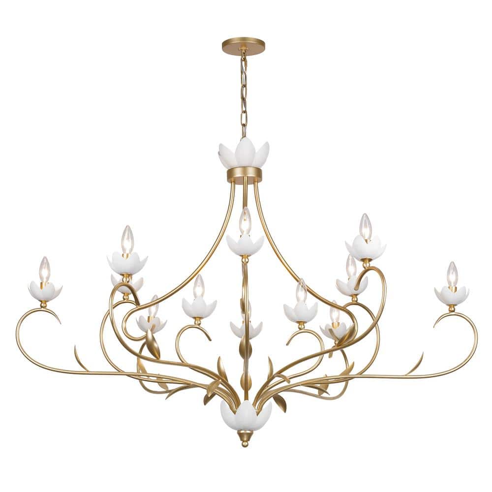 Muse 12-Light French Gold and White Cashmere Chandelier