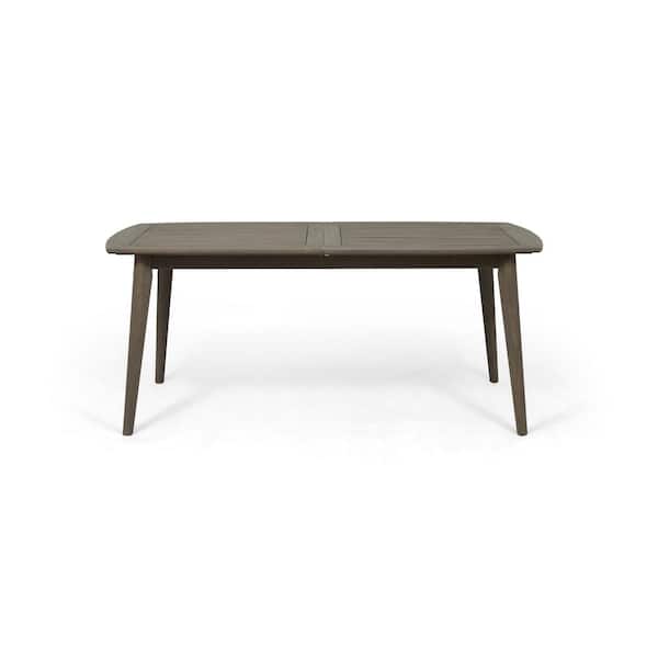 Noble House Stamford Outdoor Patio Acacia Wood Expandable Dining Table, Gray