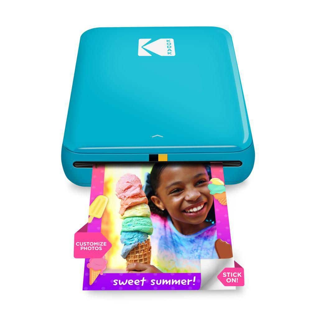 Step Mobile Instant Photo Printer 2 in. x 3 in. (Blue), Compatible with iOS