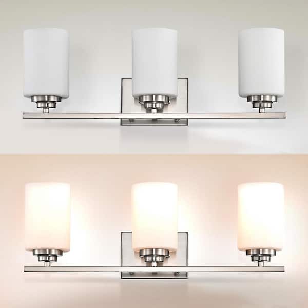 Edvivi 22 in. 3-Light Brushed Nickel Vanity Light with White
