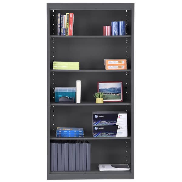 Welded 72 in. Tall Charcoal Metal Standard Bookcase