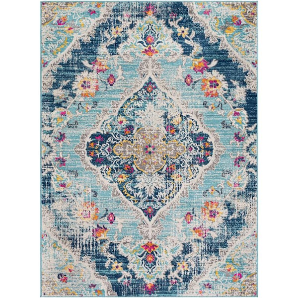 Livabliss Marisol Blue 5 ft. 3 in. x 7 ft. 1 in. Medallion Area Rug