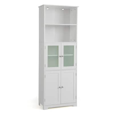 15.74 in. W x 11.8 in. D x 64.96 in. H White Narrow Height Slim Tall Linen Cabinet