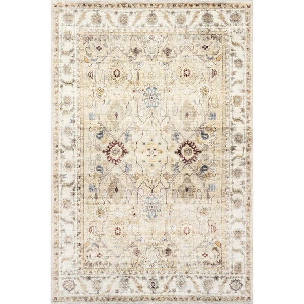 nuLOOM Hadleigh Persian Machine Washable Beige 8 ft. x 10 ft. Oriental Area Rug