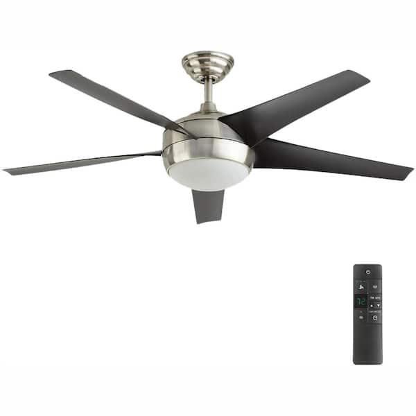 Home Decorators Collection Windward IV 52 in. Indoor LED Brushed Nickel Ceiling Fan with Dimmable Light Kit, Remote Control and Reversible Motor 26663 - The Home Depot