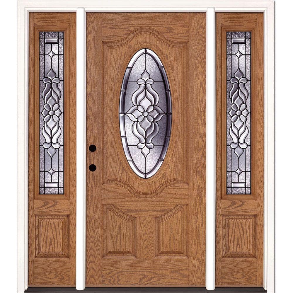 63.5 in.x81.625 in. Lakewood Patina 3/4 Oval Lt Stained Light Oak Right-Han