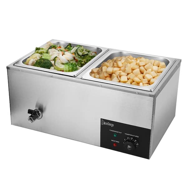 10.6 qt. Electric Stainless Steel Buffet Server with 2 Crocks