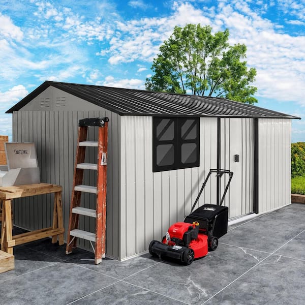 12 ft. W x 10 ft. D Metal Storage Shed with Window for Garden and Backyard (105 sq. ft. )