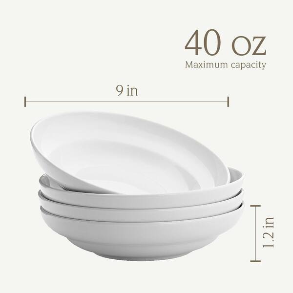 40 Ounces Soup Bowls, Salad Bowls, Cereal Bowls, Pasta Bowls, Pho Bowls,  Durable Porcelain Off White Bowls Set of 4, 7 Inch