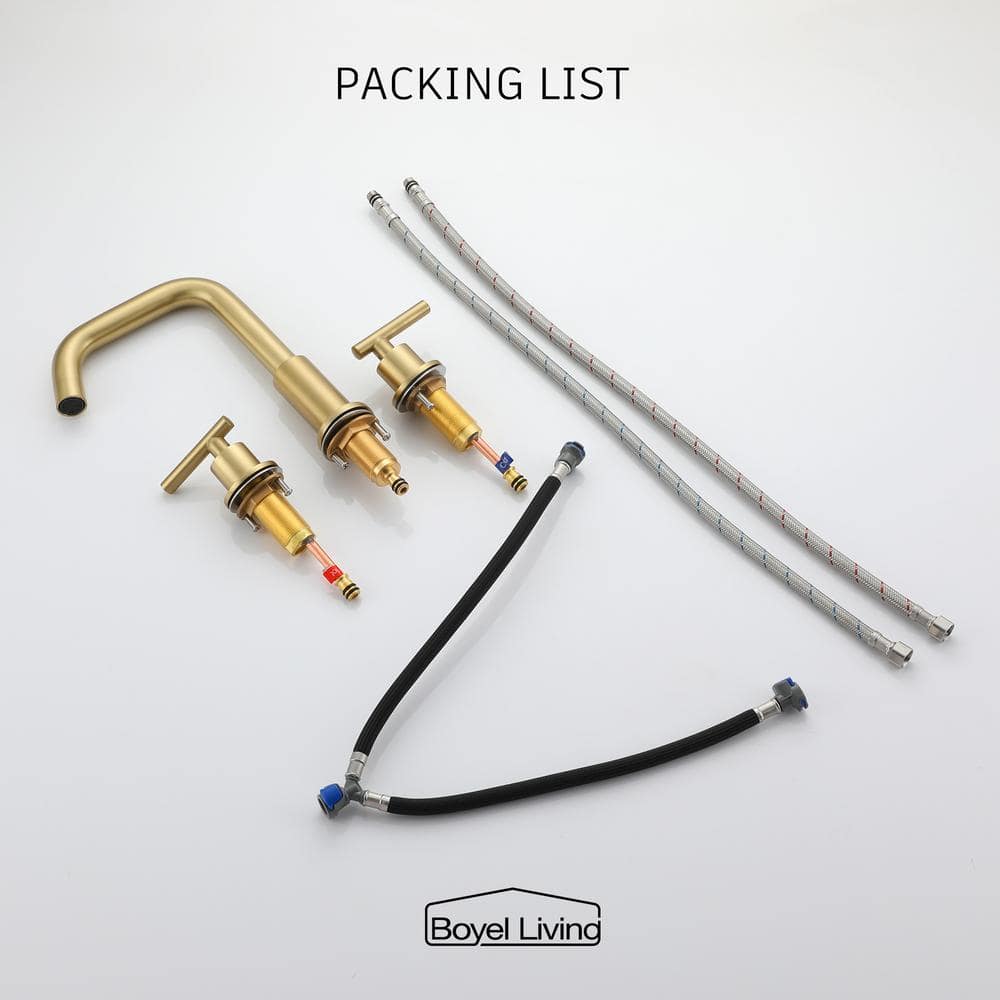 Brushed Gold Solid Brass Widespread Bathroom Faucet