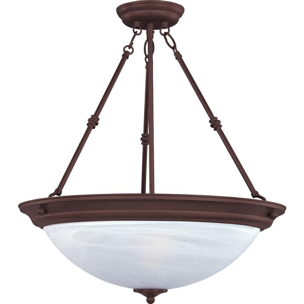 Elegant Essentials 15" Oil Rubbed Bronze Glass Pendant with Marble Finish