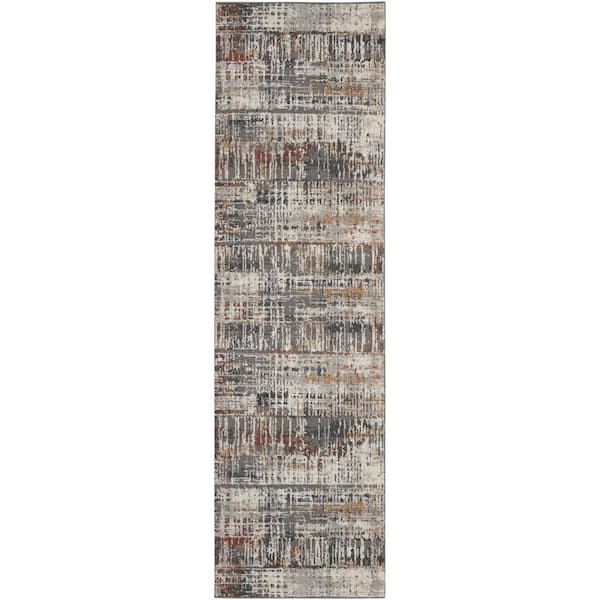 Nourison Tangra Multicolor 2 ft. x 8 ft. Abstract Geometric Contemporary Kitchen Runner Area Rug