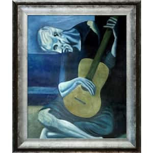 The Old Guitarist by Pablo Picasso Athenian Distressed Silver Framed People Oil Painting Art Print 20 in. x 21 in.