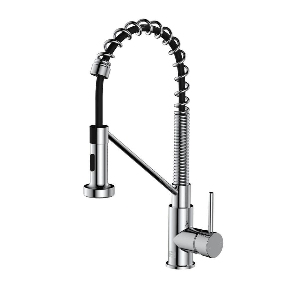 Timeless Home Chrome 18 in. Single Handle Pull Down Sprayer Kitchen Faucet 