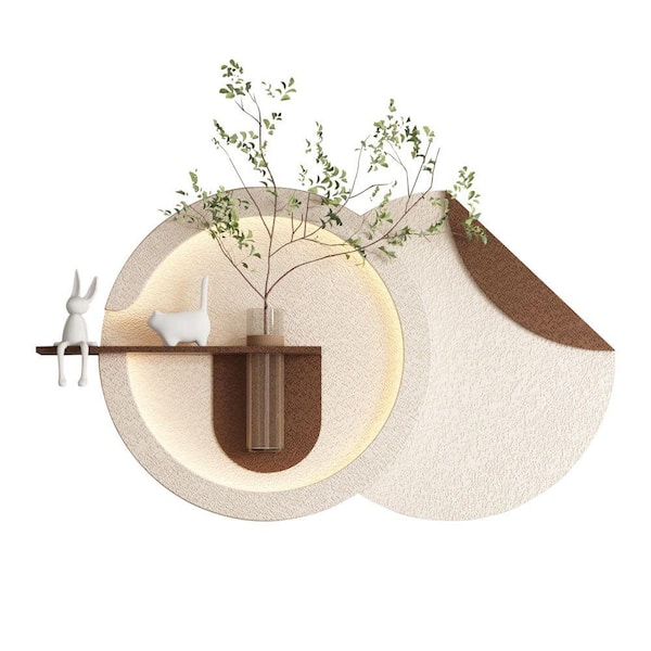 41.3 in. x 23.6 in. Coffee Adjustable LED Sandstone Double-Disc