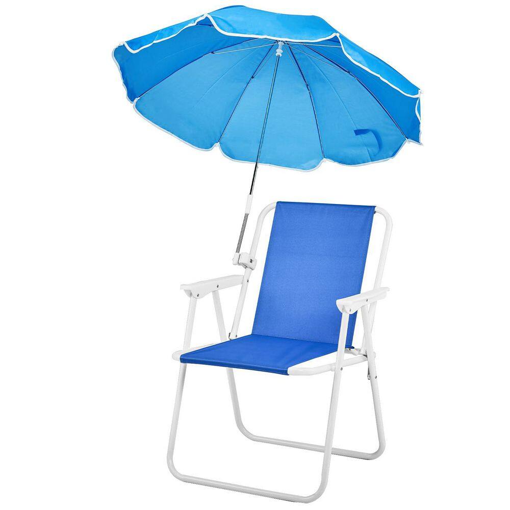 Blue Metal Folding Beach Chair with a Built-in Detachable Umbrella price history on PriceWatchPro
