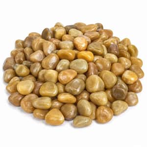 0.5 cu. ft. Decorative Yellow River Rocks 1-3 in. Polished Stones 40lb Bag for Landscaping Walkways Gardens Plants