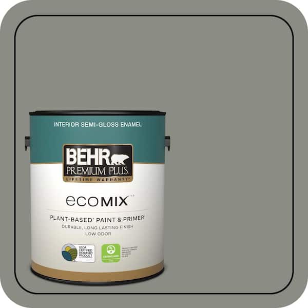1 gal. #N380-5 Naturalist Gray Semi-Gloss Enamel EcoMix Plant-Based Interior Paint & Primer