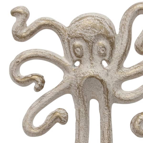Stonebriar Collection 5.5 in. x 6 in. White and Gold Iron Octopus