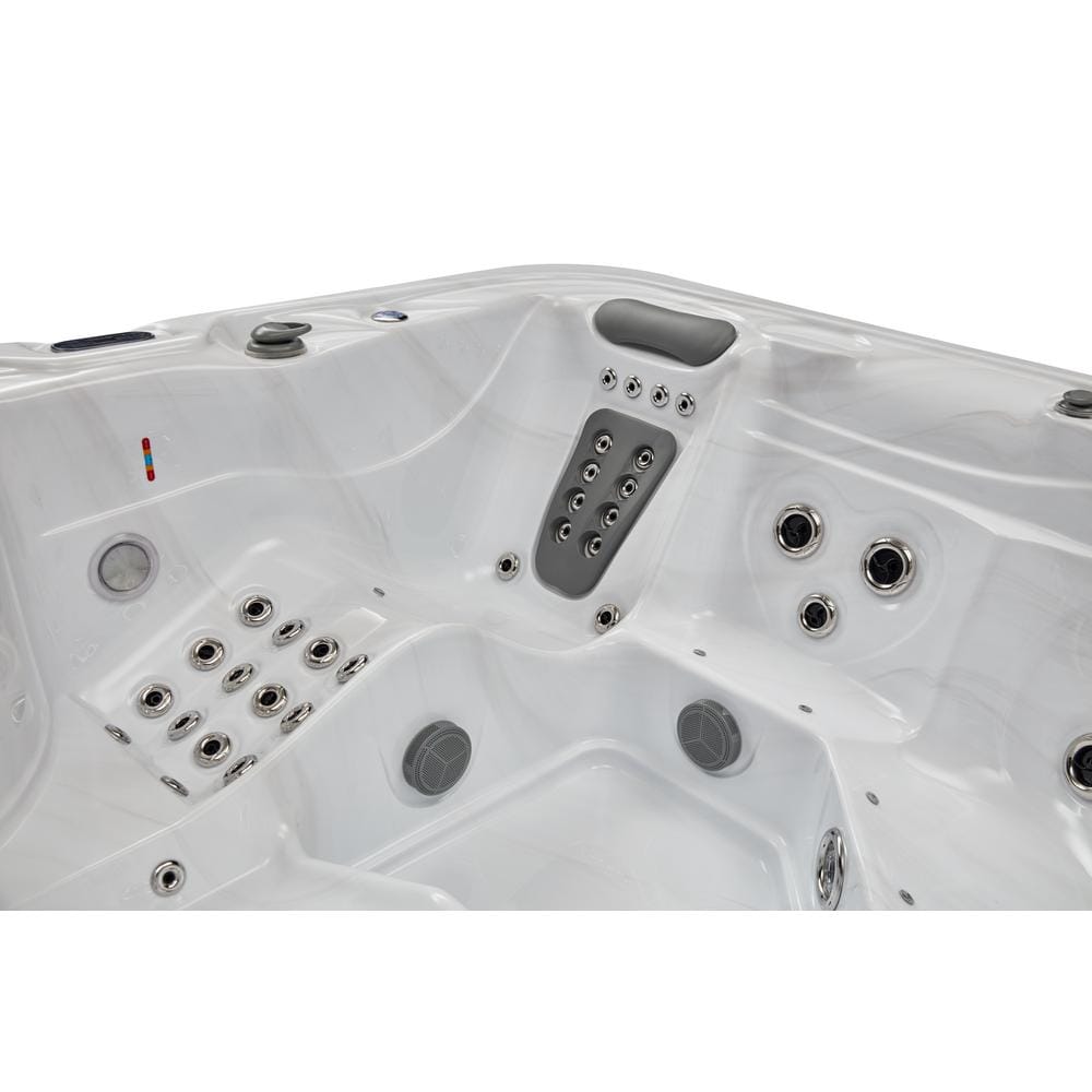 Gray and White 5-Person Luxury Hot Tub with Jets and Ozonator