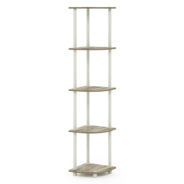 57.7 in. Tall Sonoma Oak/White Wood 5-Shelves Etagere Bookcases