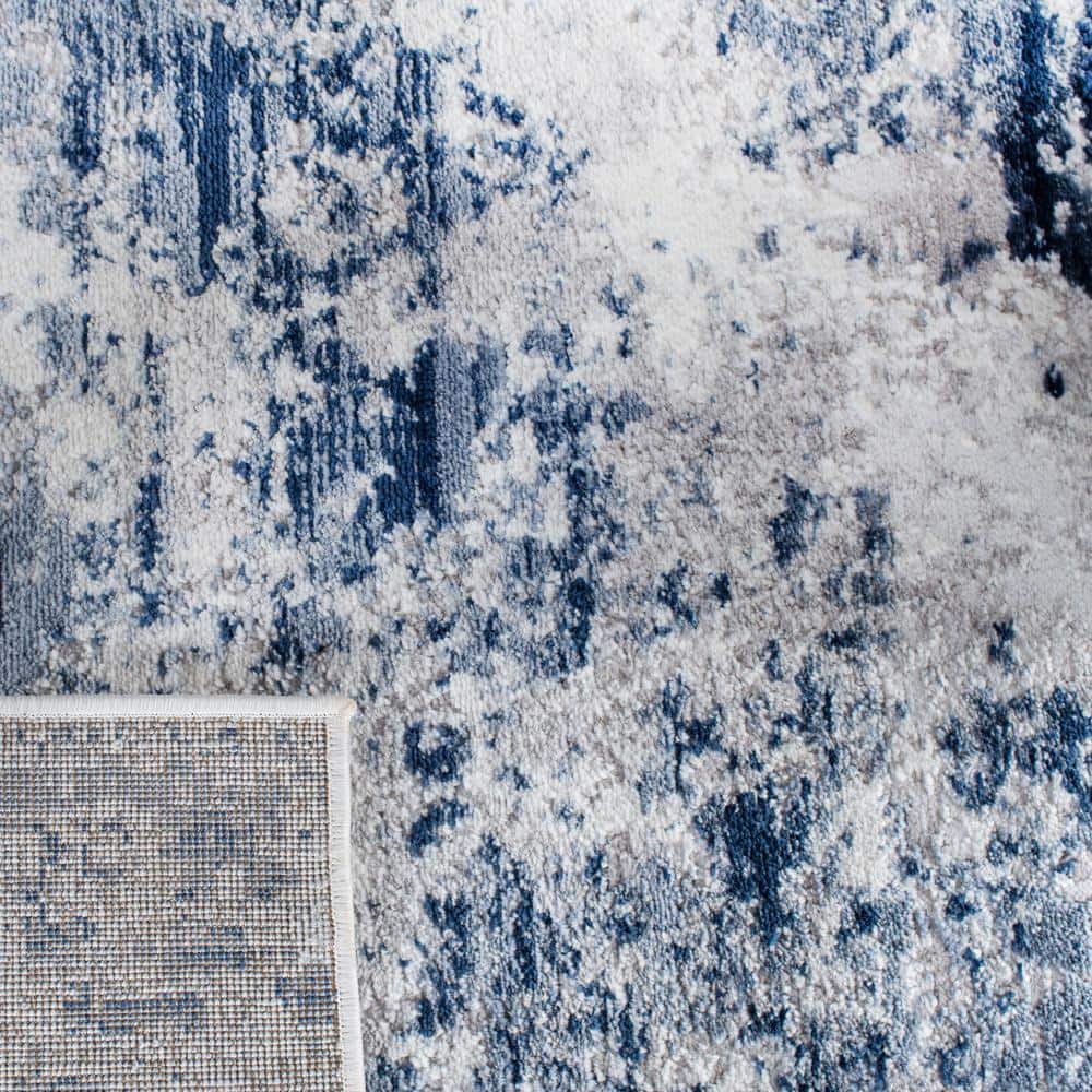 Amelia Navy and Gray Abstract Runner Rug