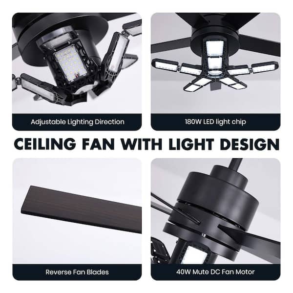 ANTOINE 56 in. Indoor Smart Black Standard Ceiling Fan with