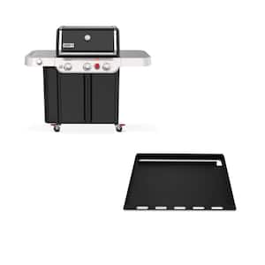Genesis E-335 3-Burner Liquid Propane Gas Grill in Black with Full Size Griddle Insert