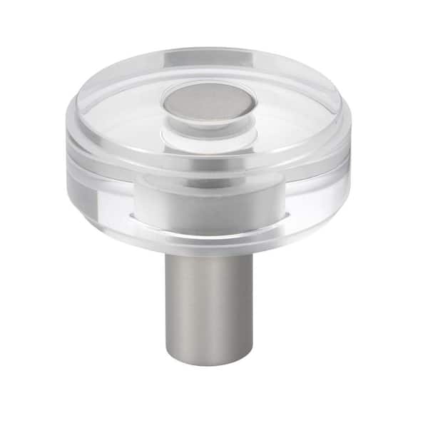 1-1/2 in. Satin Nickel Round Modern Crystal Acrylic Cabinet Knobs (10-Pack)