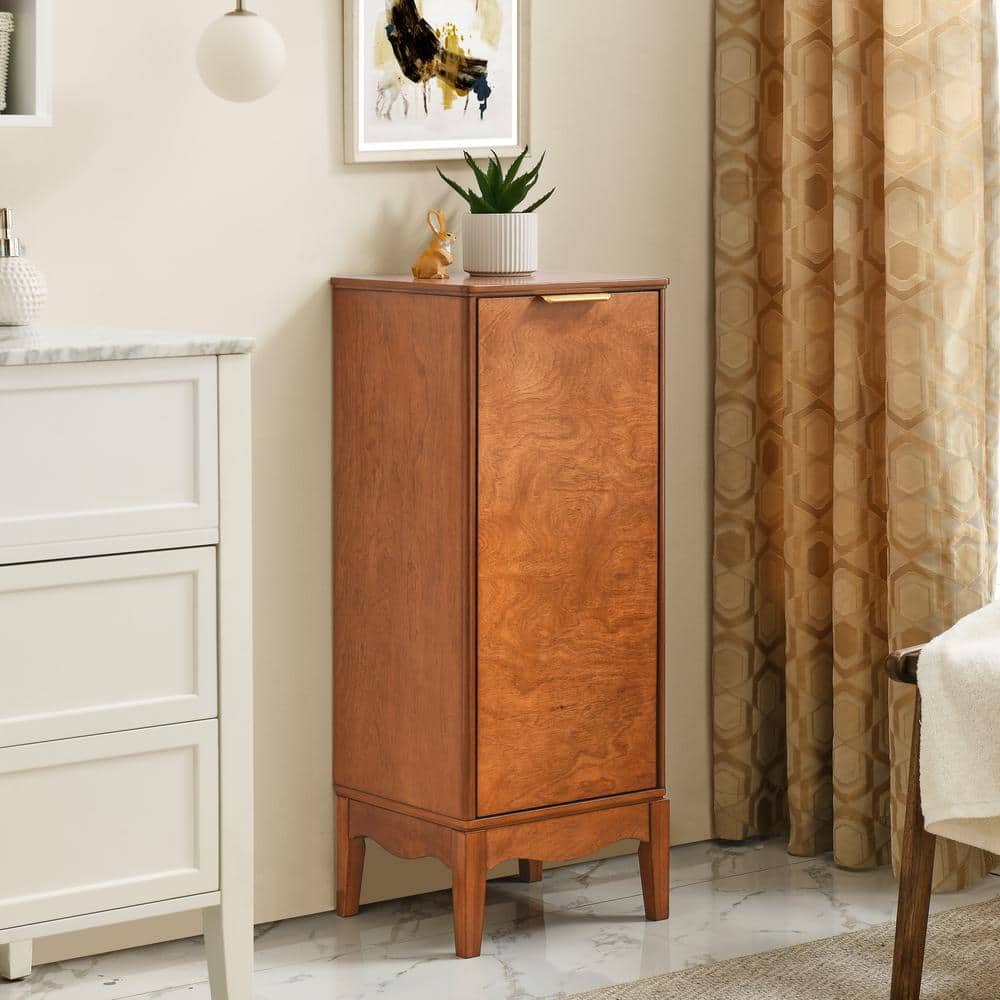 14.5 in. W x 12.63 in. D x 35.75 in. H Antique Brown Wood Floor Cabinet Lin