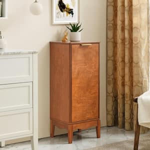 14.5 in. W x 12.63 in. D x 35.75 in. H Antique Brown Wood Floor Cabinet Linen Cabinet with 1 Door and 1 Shelf