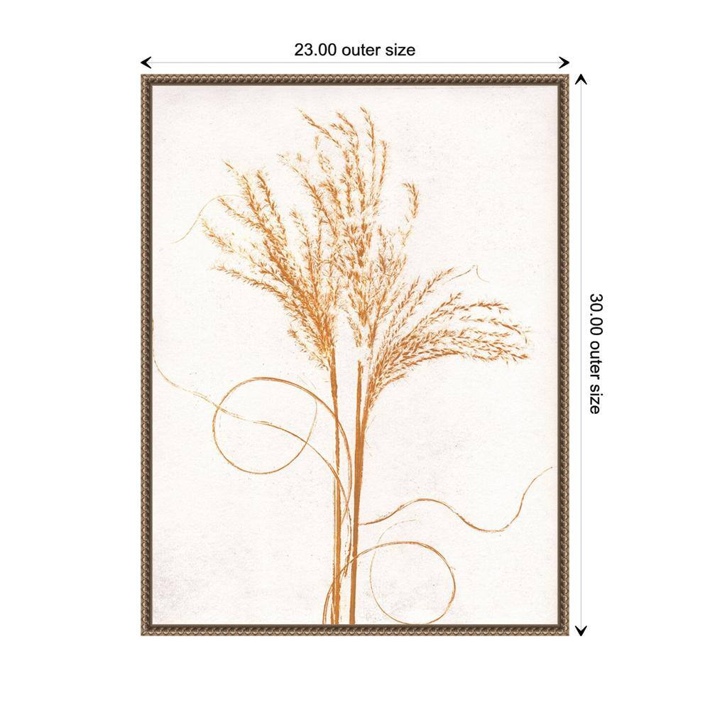 Mustard and Silvergrass Beaded Framed Canvas Wall Art