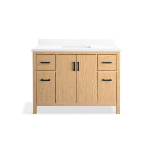 KOHLER Kresla 49.02in. Single Sink Freestanding Light Oak Bath Vanity with White Quartz Top Assembled