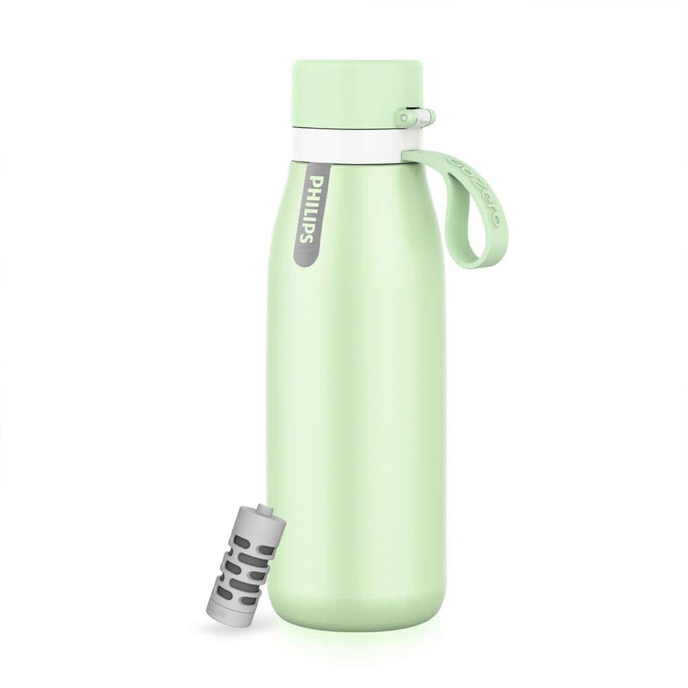 Philips Water GoZero - Botella de agua de acero inoxidable aislada para  todos los días con filtro de agua Philips Everyday Tap sin BPA, transforma  el