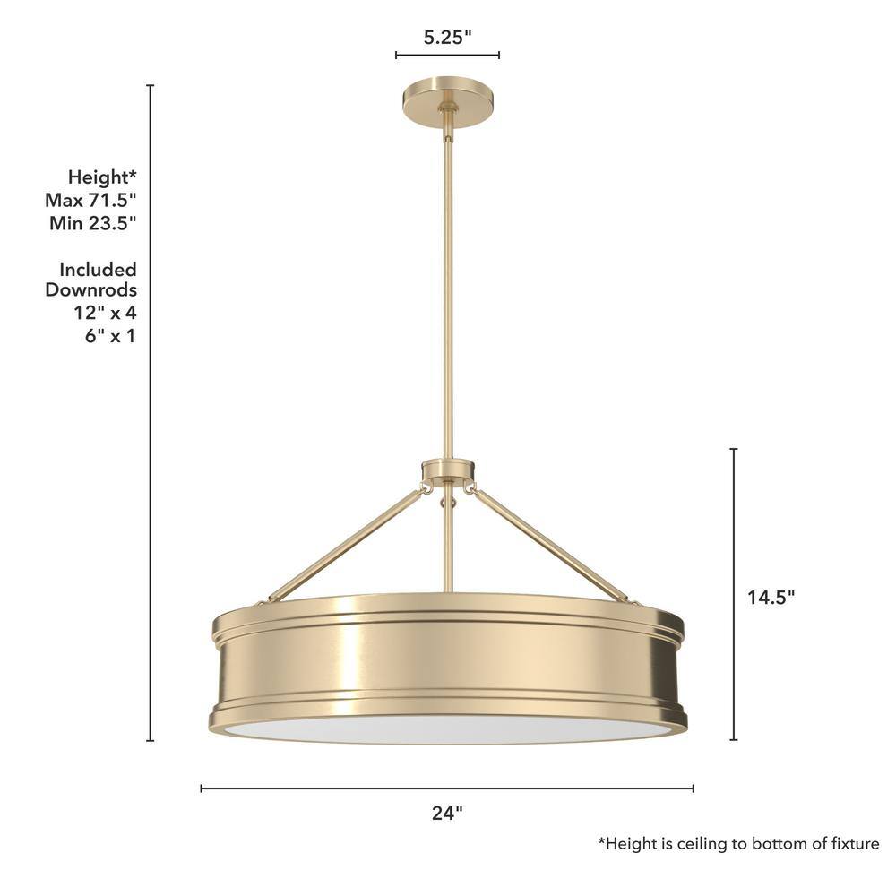 Alturas Gold 24-Inch Drum Pendant Light with Glass Diffuser