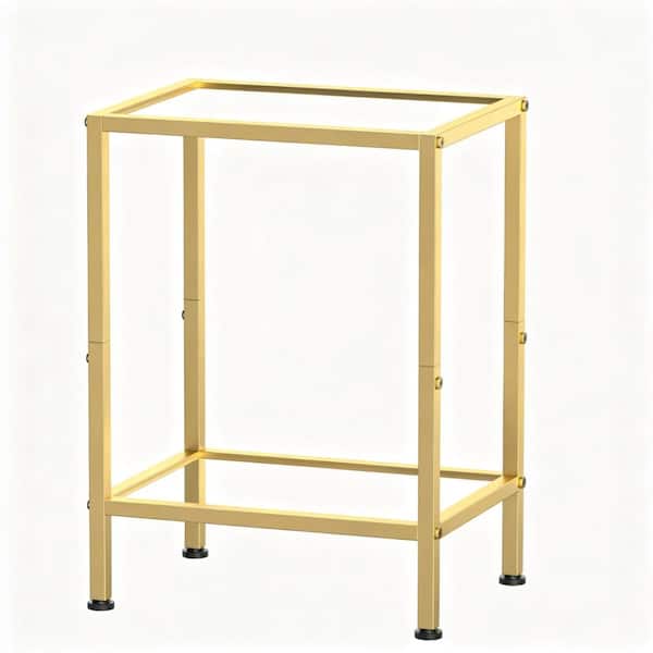 Merch Tyable Cubilan 15 in. Gold Rectangular Glass End Table MQDCSP901 - The Home Depot