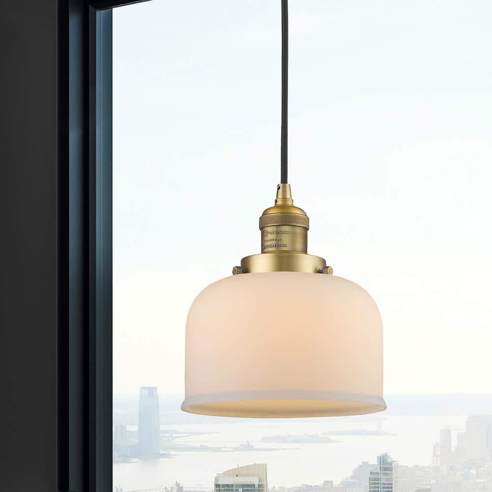 Vintage Brushed Brass Mini Bowl Pendant Light with Glass Shade