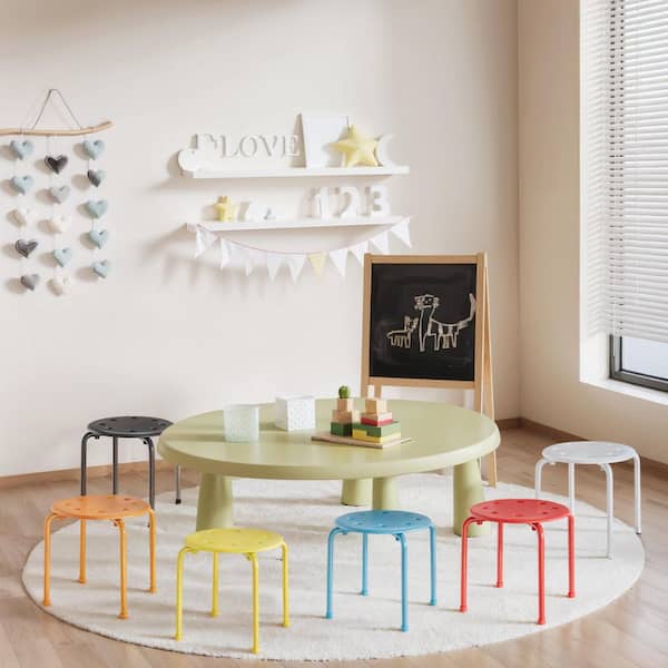 VECELO 6-Pack 12 in. Stackable Plastic Stools for Kids Classroom