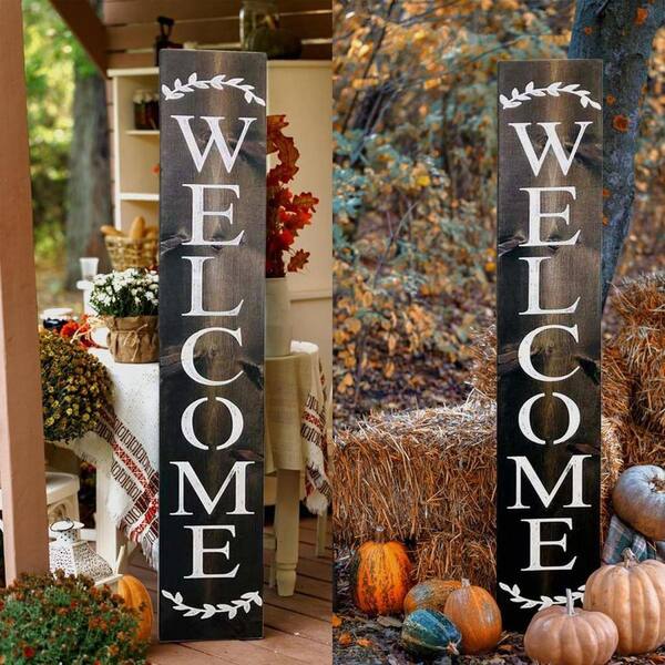 47 in. H Large Wooden Welcome Porch Wall Sign HPD2RR9JF5 - The