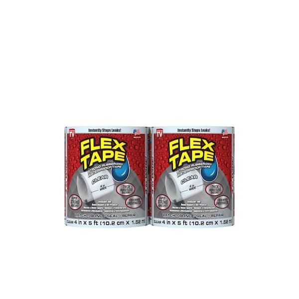 FLEX SEAL FAMILY OF PRODUCTS Flex Tape Clear 4 in. x 5 ft. Strong Rubberized Waterproof Tape (2-Pack)