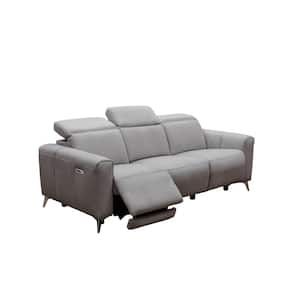 Trey 87 in. Gray Fabric Power Reclining Sofa with Power Headrests
